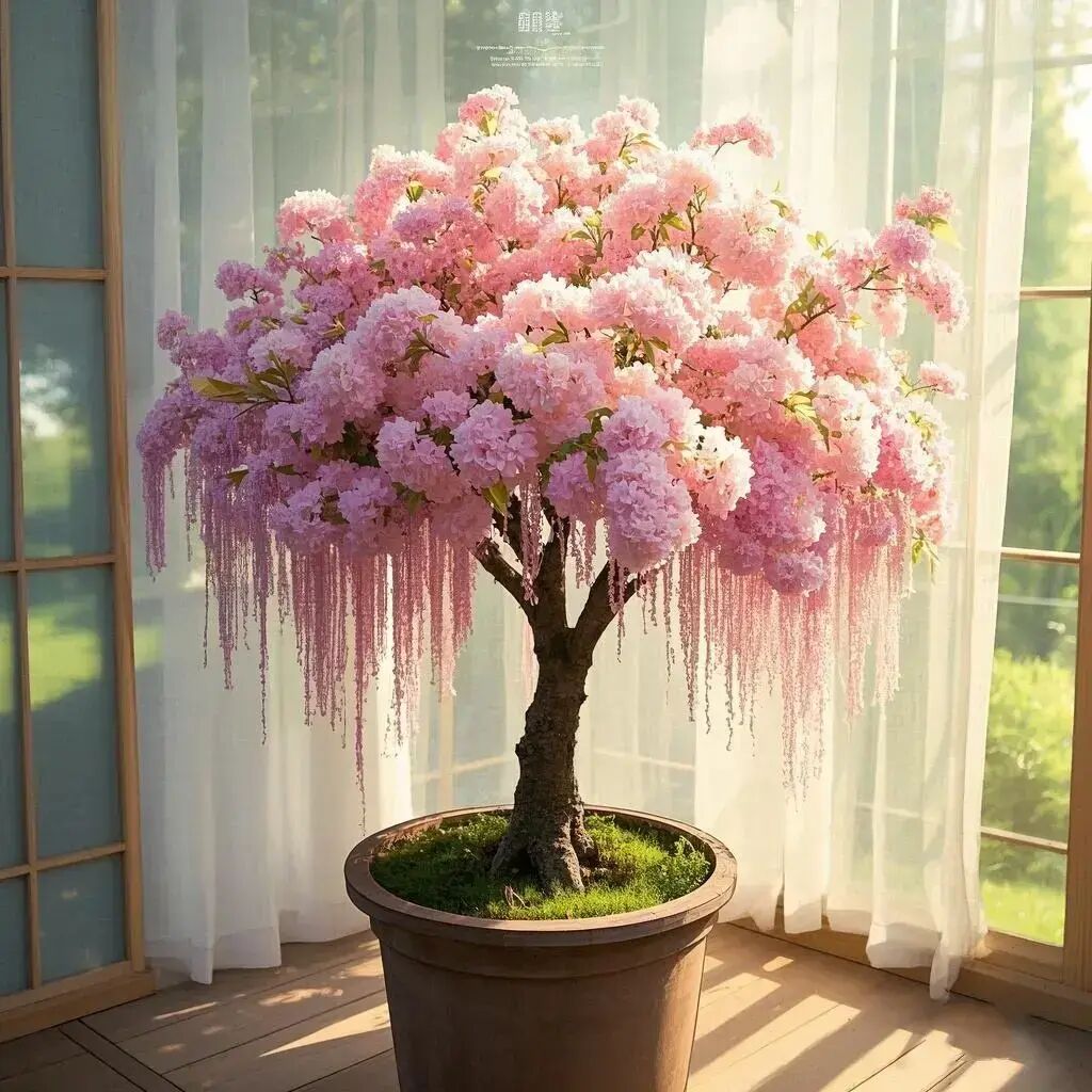 热卖！流苏垂丝樱花树苗矮化盆栽耐寒耐热驱蚊四季开花好养盆景花