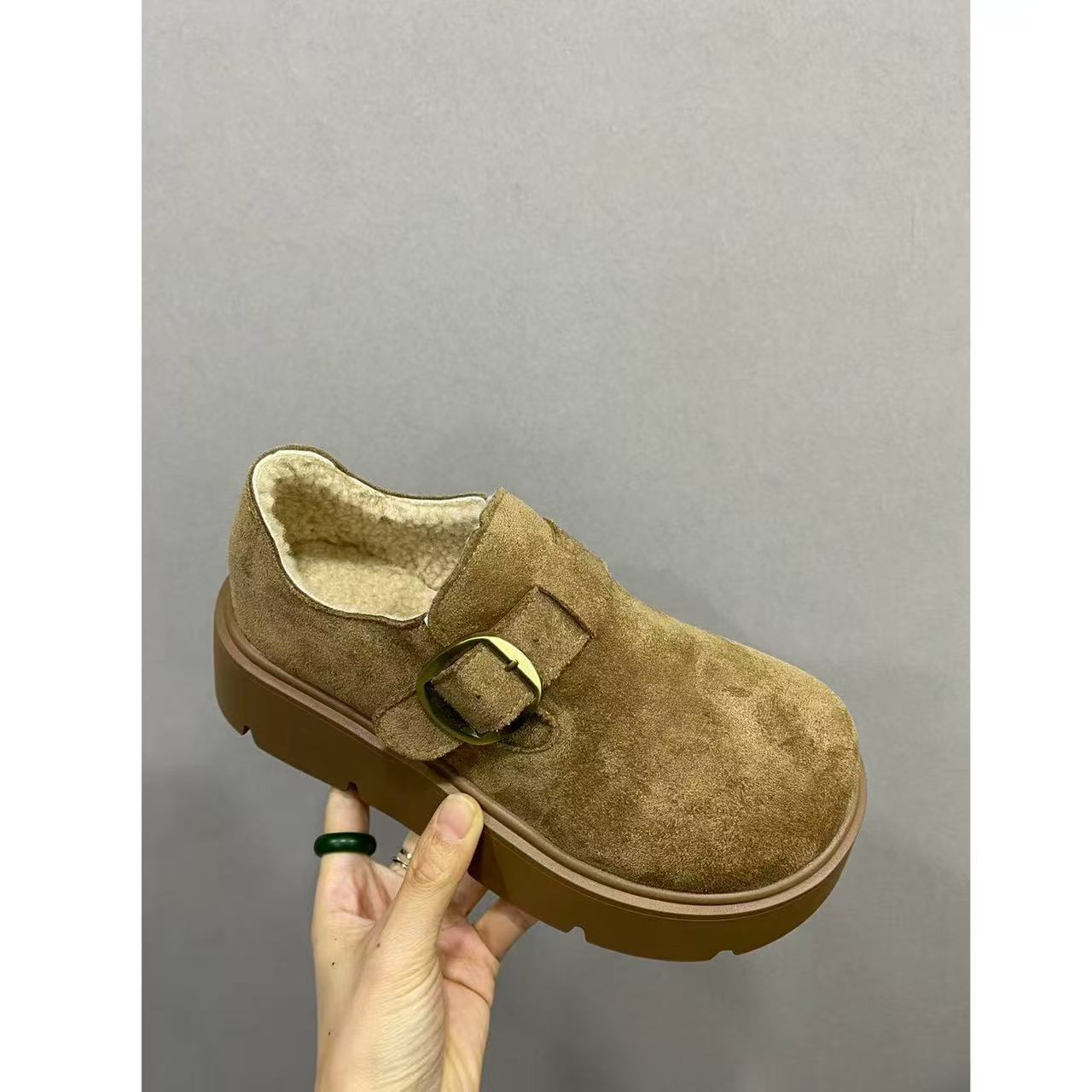 厚底搭扣勃肯鞋(加绒）