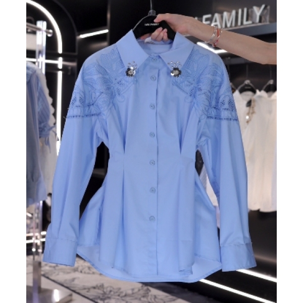 ”雾月花语”高级感国风刺绣镂空春季时尚设计感气质休闲长袖衬衫