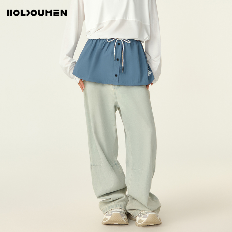 Holdoumen25夏季日常系列撞色叠穿超短裙