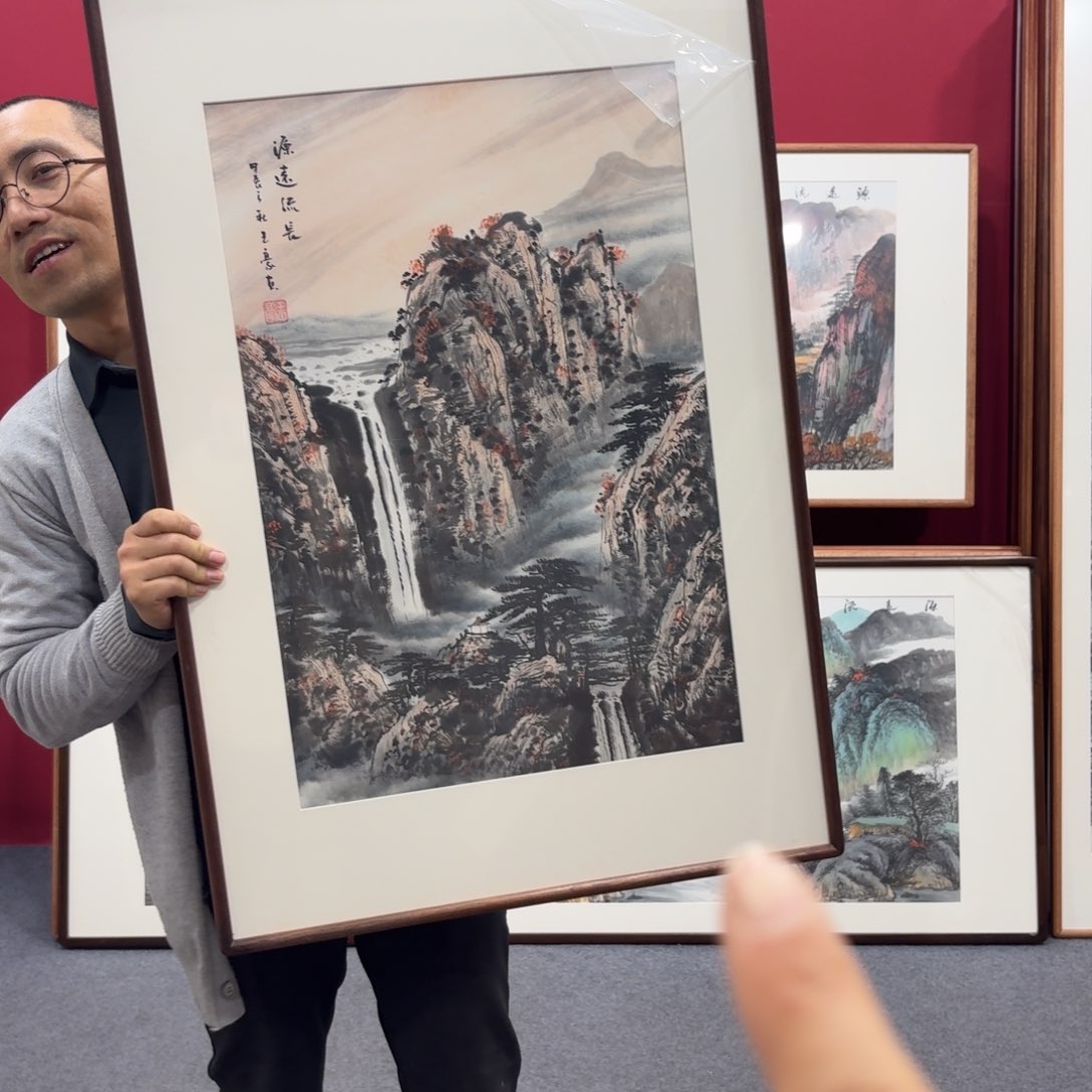 国画手绘带框包邮60成90