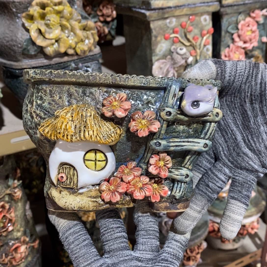 红陶青藤花器多肉花盆