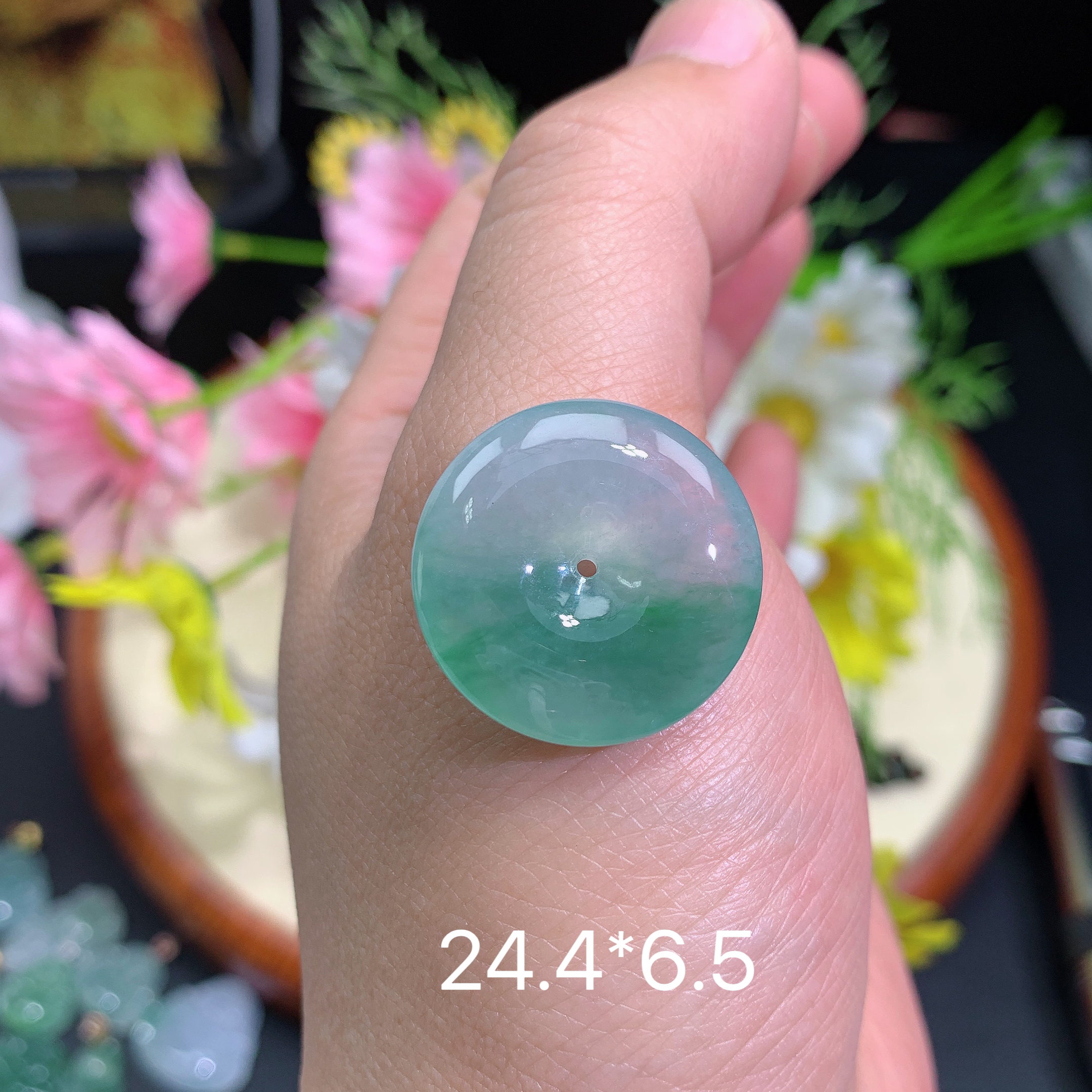 缅甸翡翠A货冰种飘绿平安扣梦挂件水润百搭精冰气质气质精致妈妈