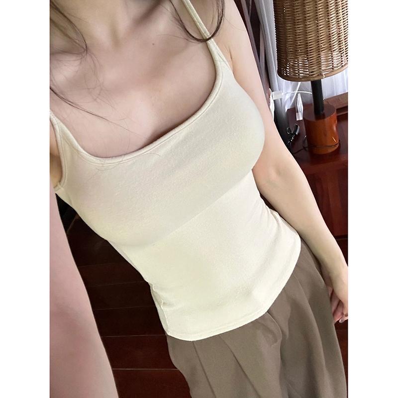 吊带背心新款女士米色内搭显瘦休闲米白修身上衣
