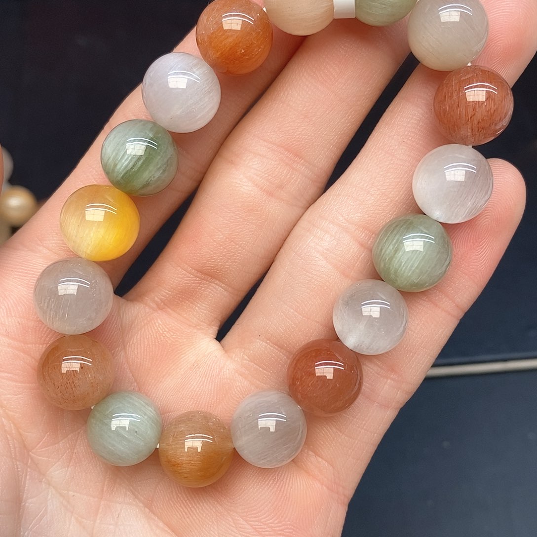 水晶手链未镶嵌11彩兔毛11mm