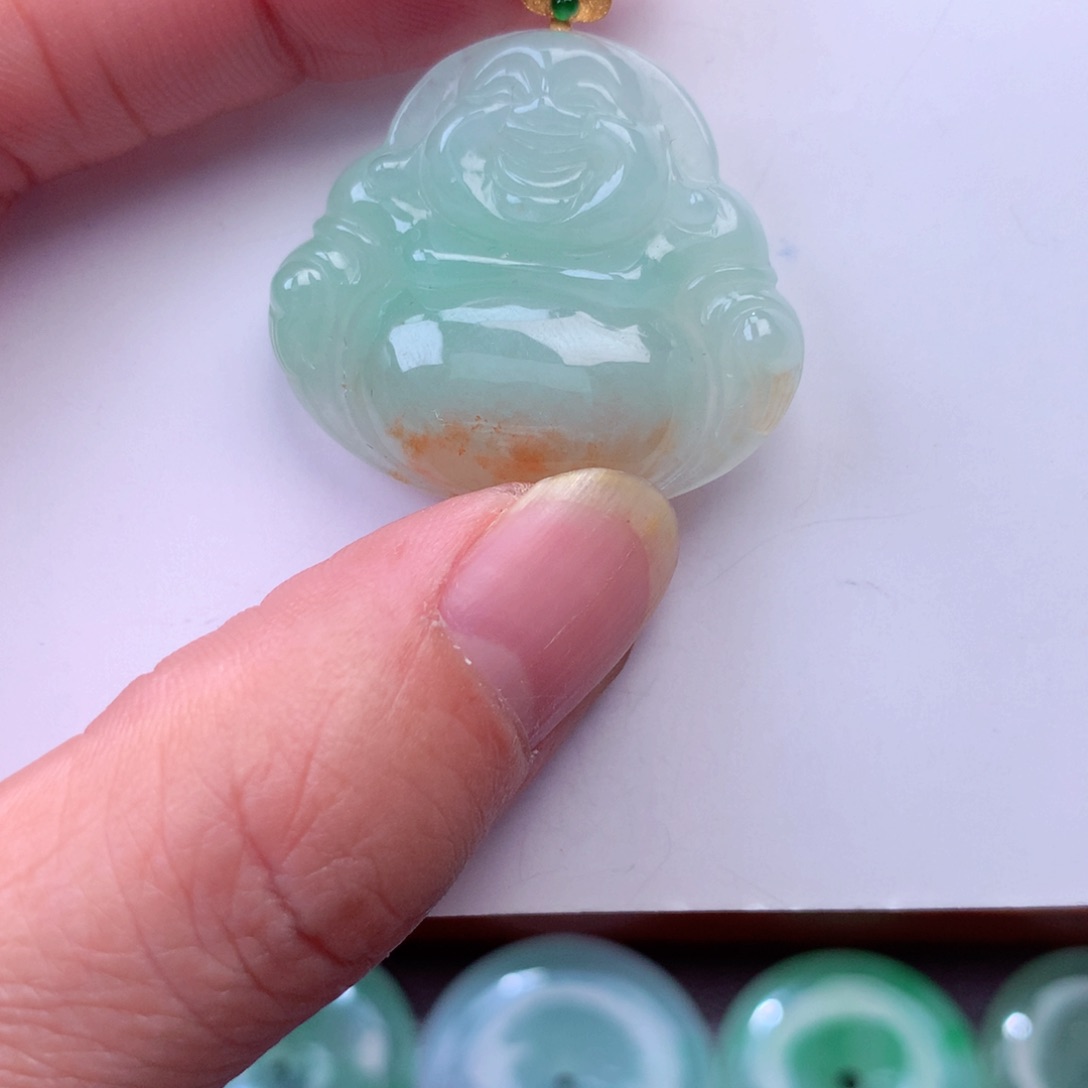 翡翠吊坠(不含链)18K金镶嵌