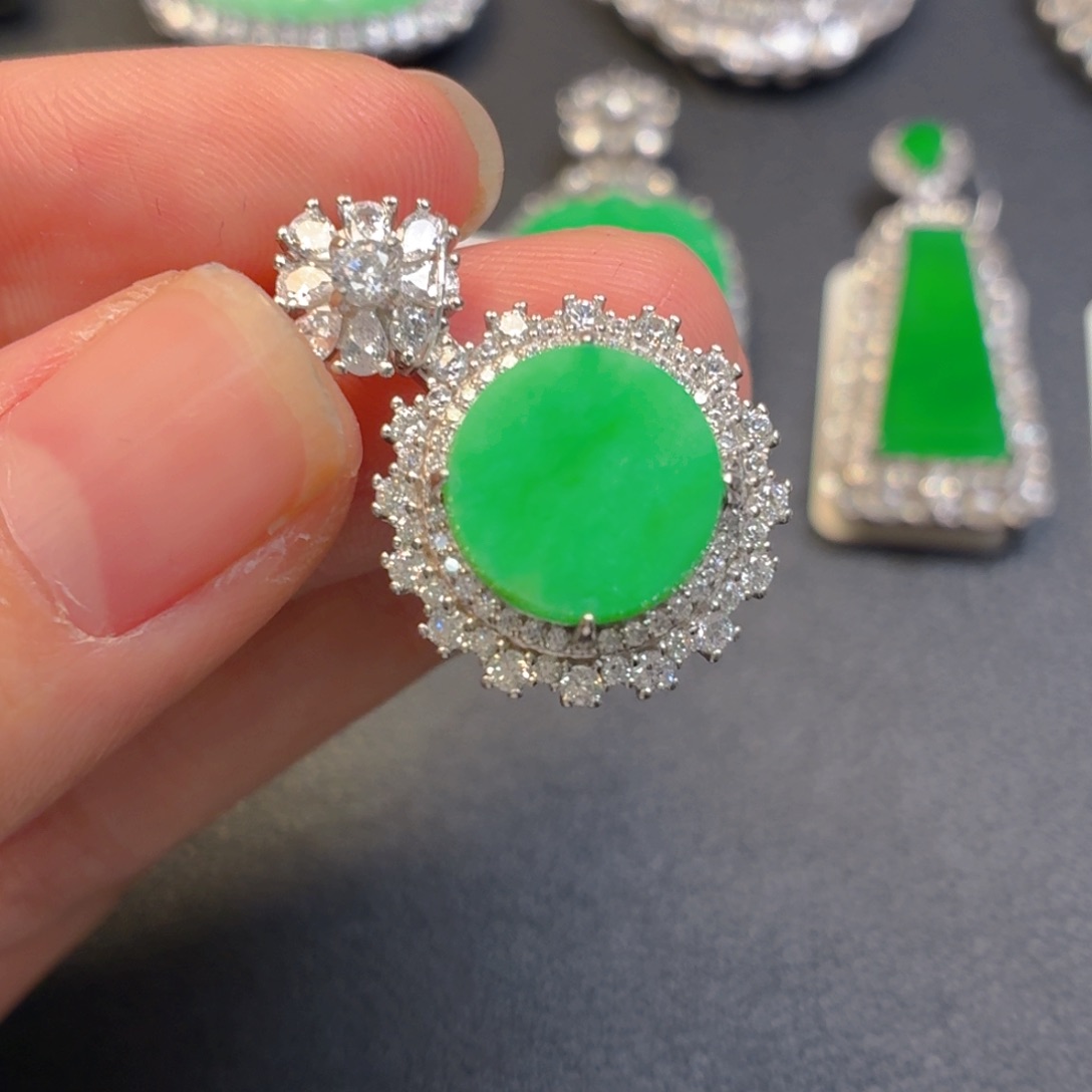 翡翠银S925镶嵌吊坠(不含链)