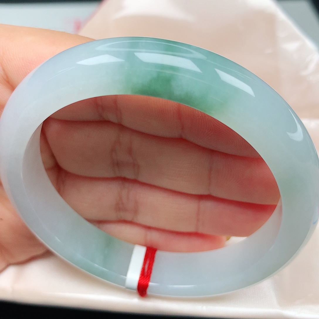 未镶嵌手镯翡翠24冰胶飘花古典