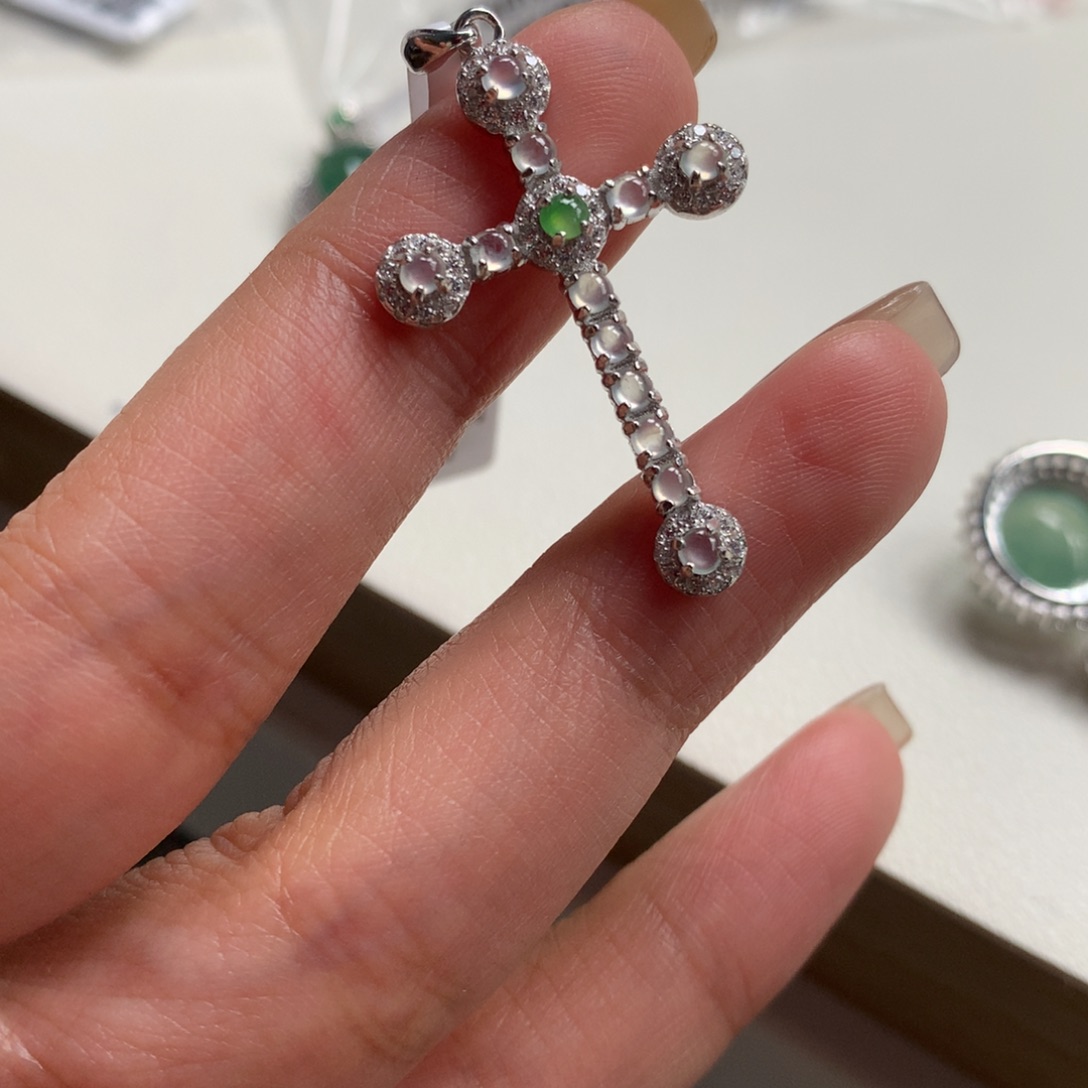 翡翠银S925镶嵌颈饰吊坠