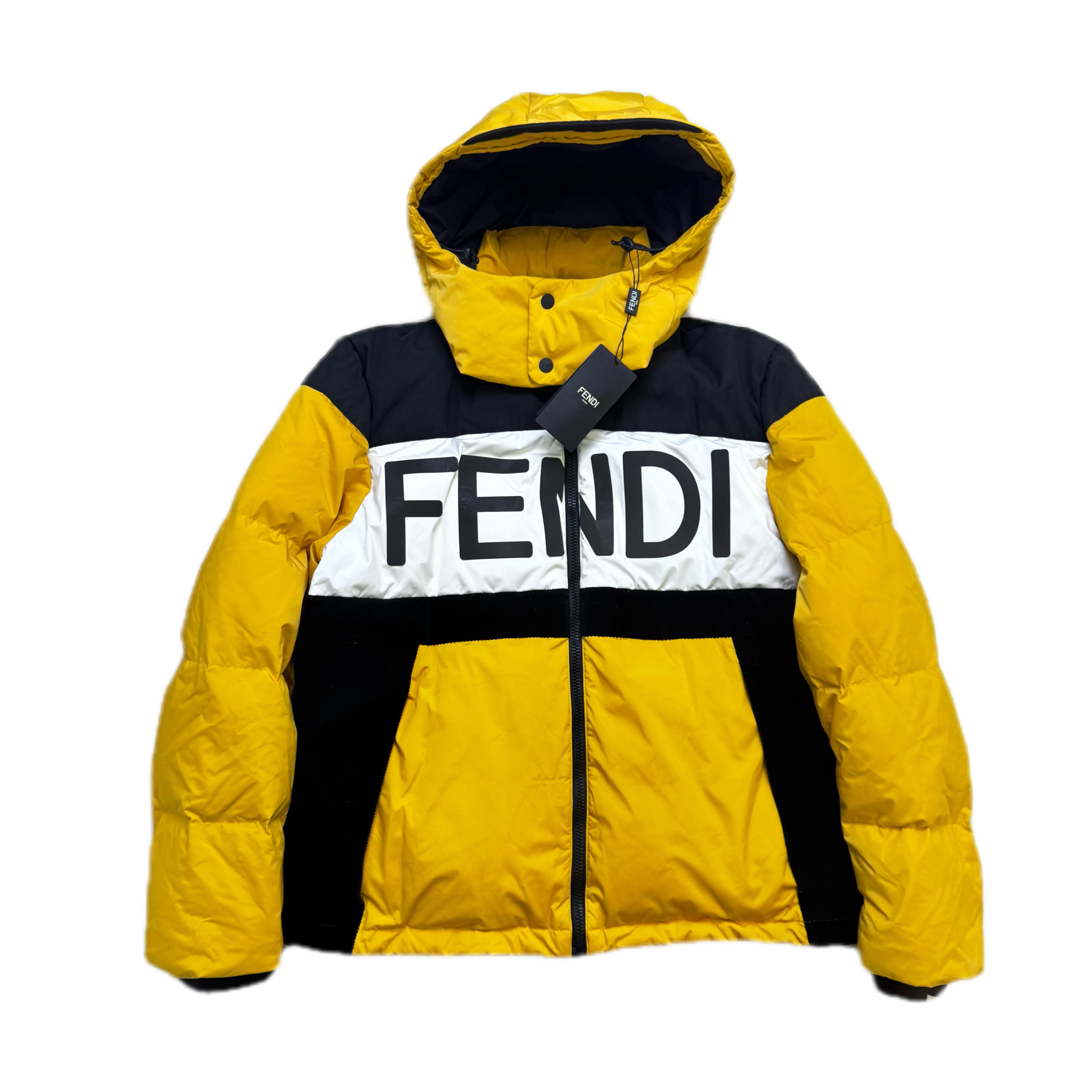 99新 FENDI/芬迪 fendi厚款黄色字母厚款羽绒服54码
