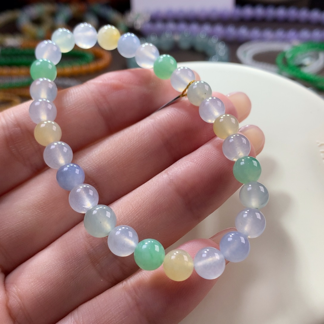 翡翠手链未镶嵌翡翠高冰梦幻多宝卡6.5+