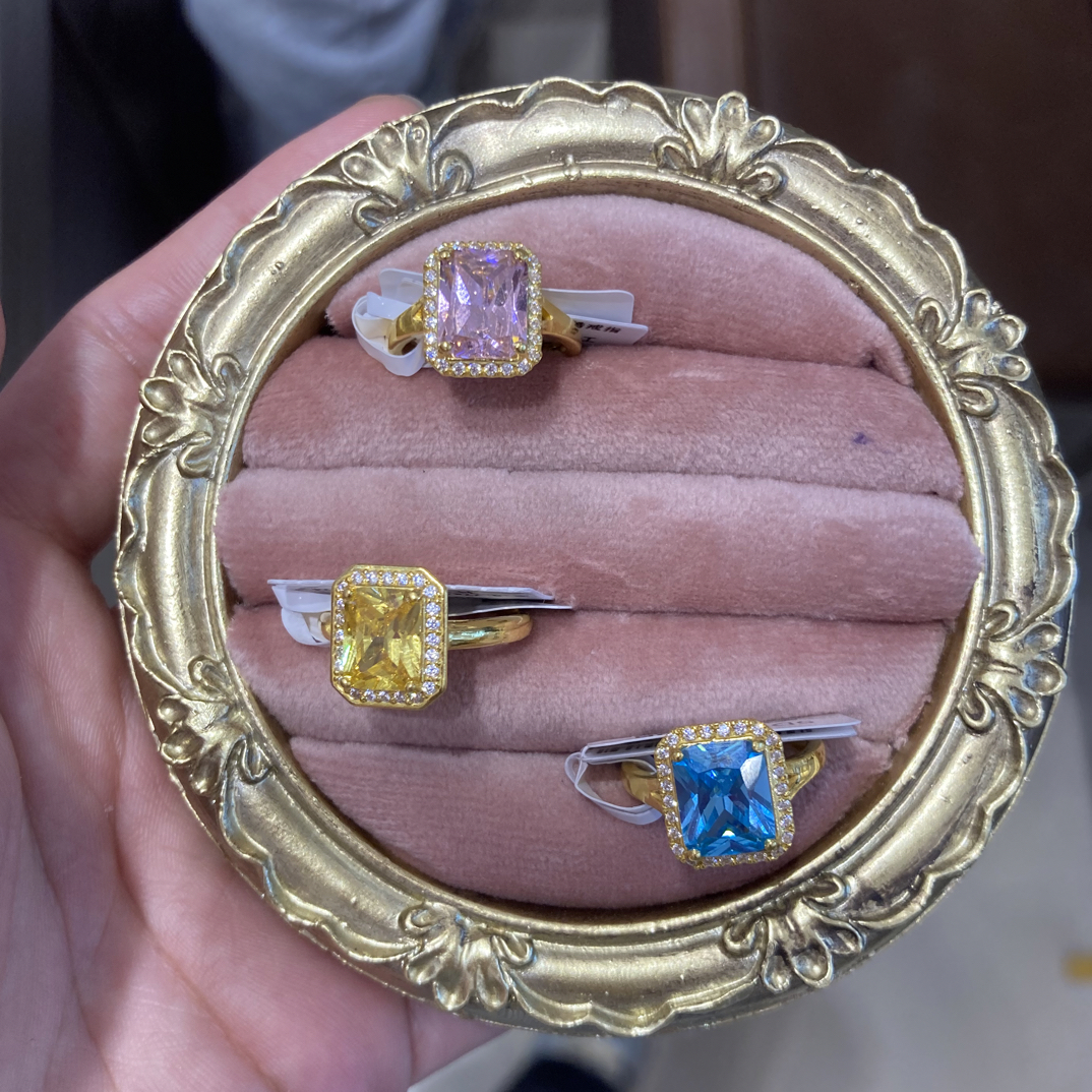 足金999精致多巴胺方糖5D硬金戒指