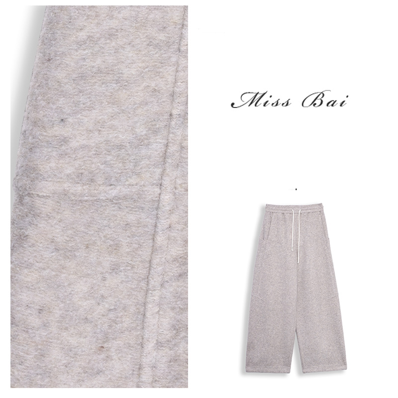 YIWEN-【存在主义】时尚松弛感绵羊毛混纺休闲阔腿裤KZD838