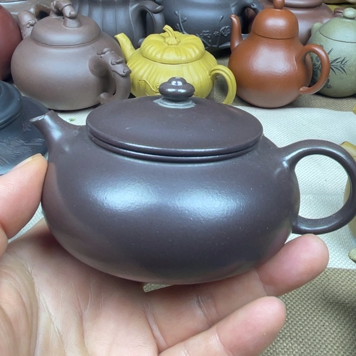 茶壶紫砂紫砂壶紫泥寒江160cc微微瑕