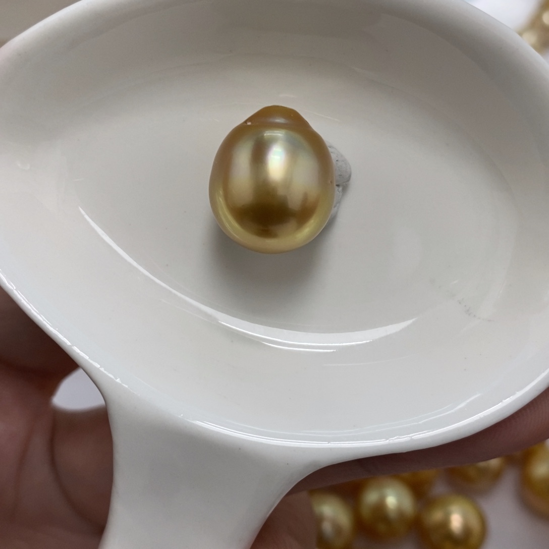 未镶嵌裸珠海水珍珠金珠水滴单珠13.7