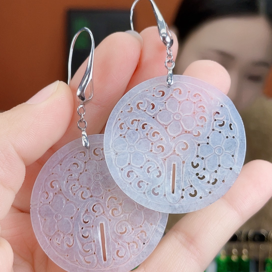 翡翠银S925镶嵌耳饰