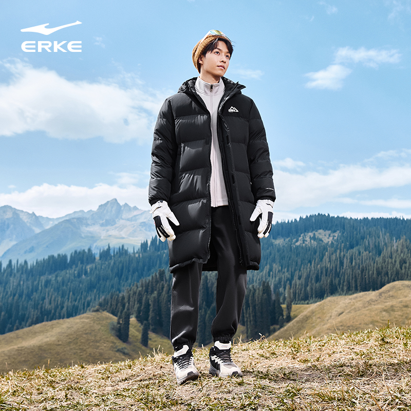 驭光2.0丨鸿星尔克羽绒服2025冬季新款御寒保暖防泼水长款羽绒服