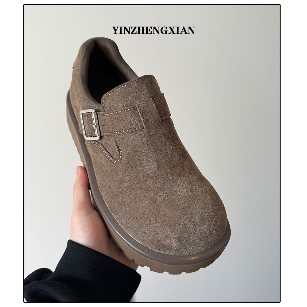 尹政贤 搭扣勃肯鞋低帮厚底增高休闲鞋简约风时尚休闲单鞋男女