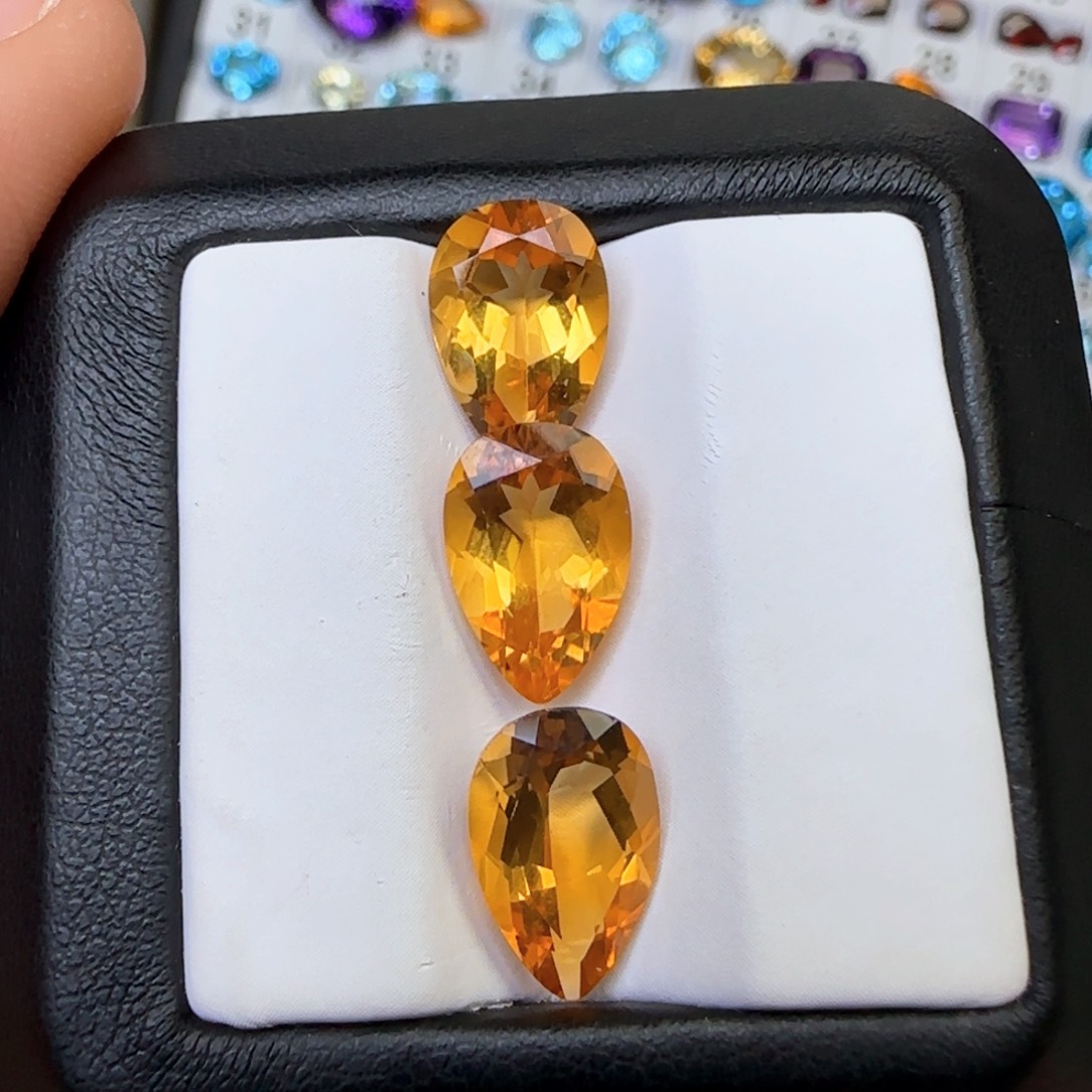 黄晶珠宝半成品未镶嵌天然8*12mm 多样性随机发一颗