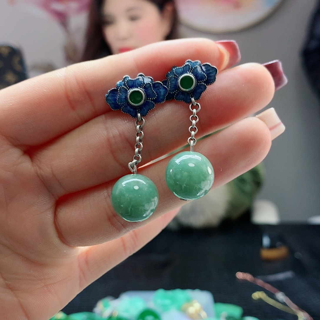 【闪购商品】翡翠耳饰银S925镶嵌，