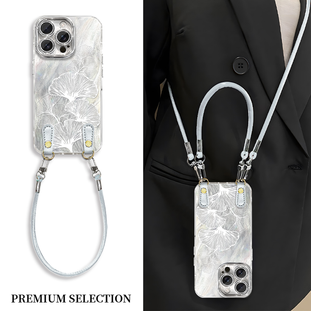 简约线条银杏叶适用VIVO苹果16荣耀OPPO华为P70小米手机壳ZX00444