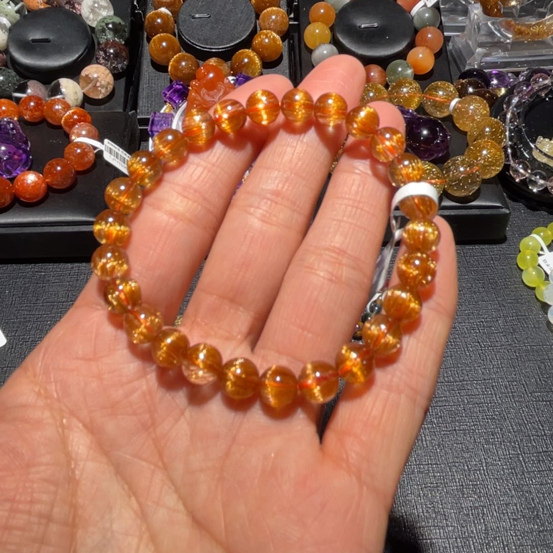 水晶手链未镶嵌铜顺发手链7.5mm左右