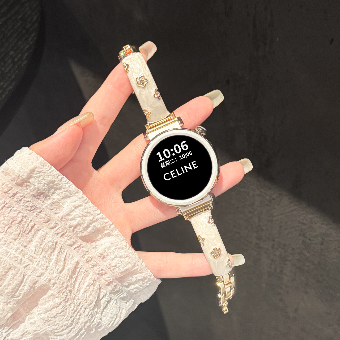 适用于华为GT6/GT5手表GT4表带GT65pro花朵国风金属滴胶腕带