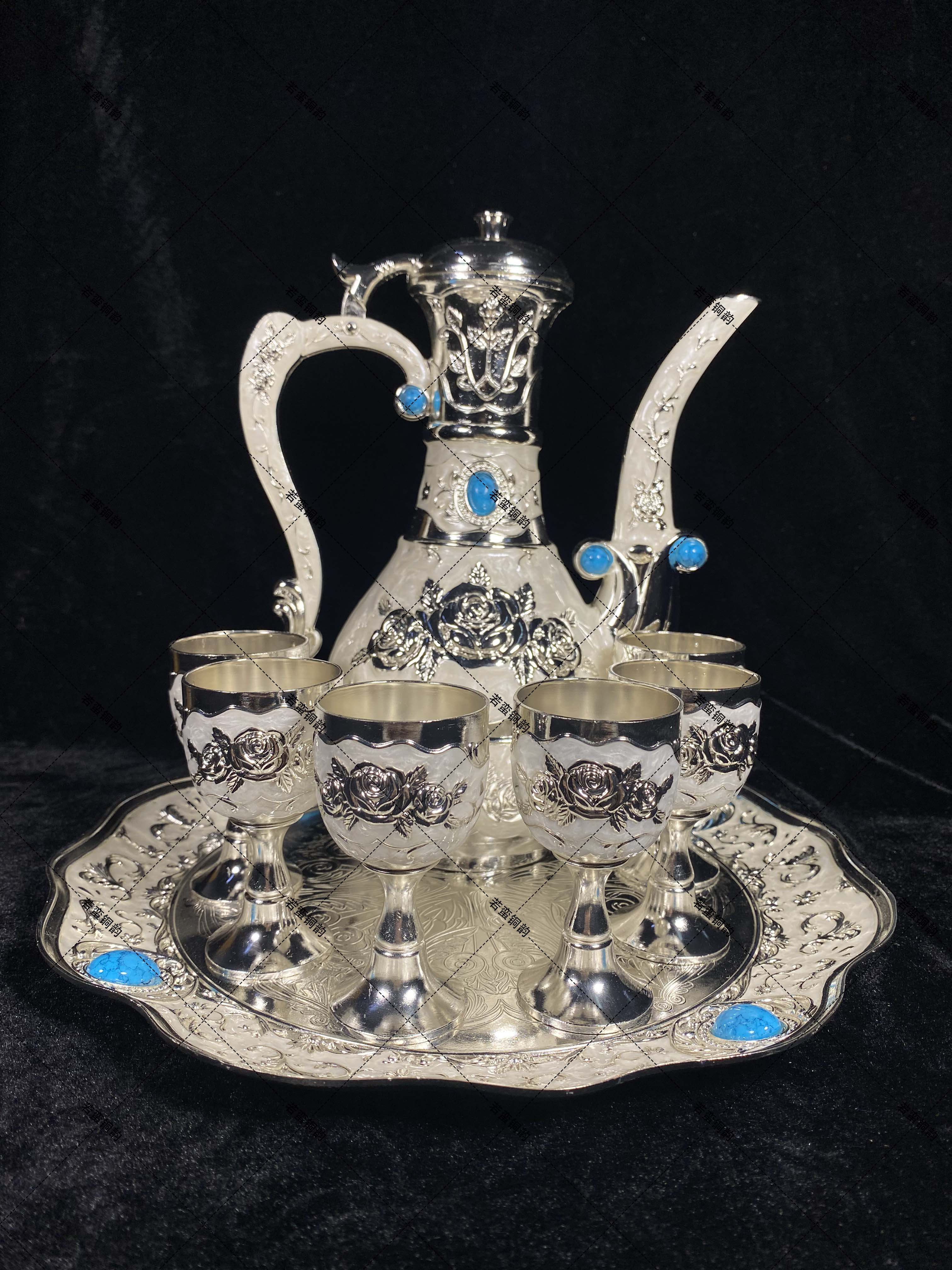 雕花溜银酒具家用摆件套装