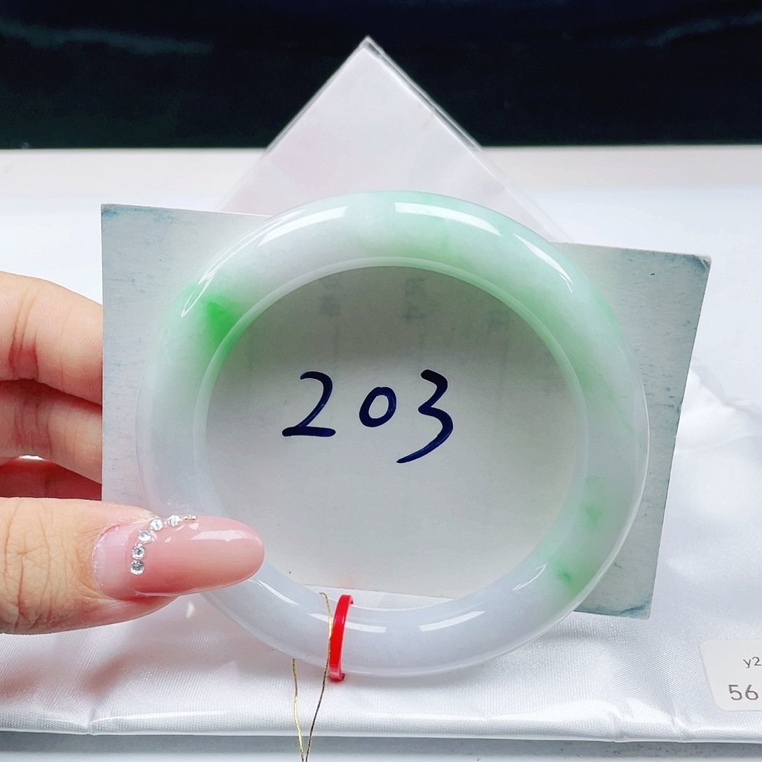 翡翠未镶嵌手镯 圆条56+