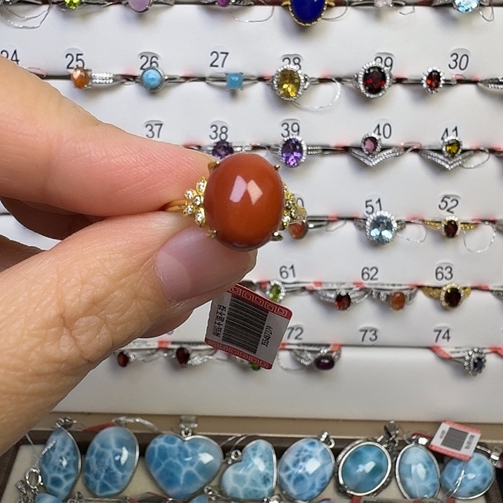 银S925镶嵌戒指烟晶