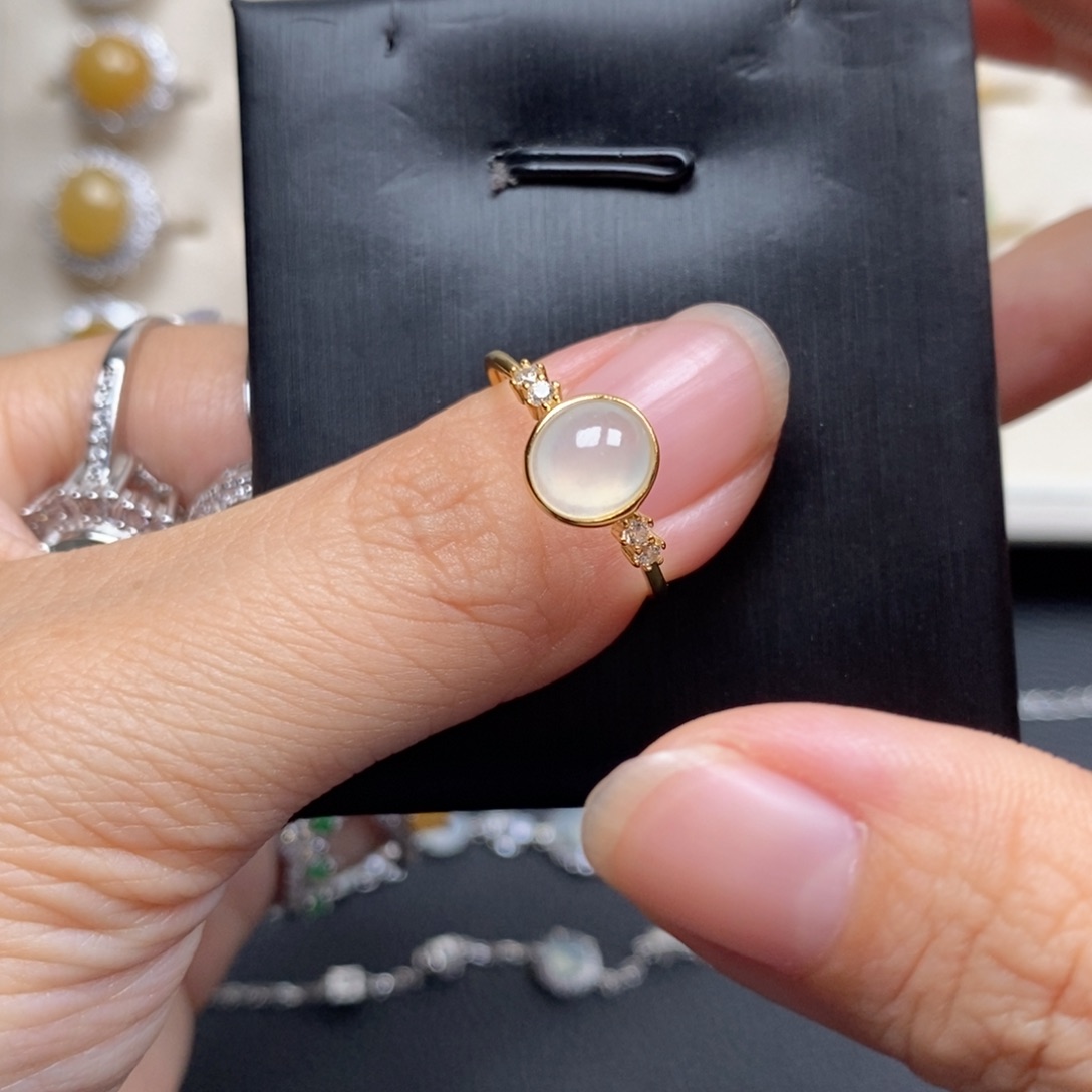 翡翠戒指银S925镶嵌戒指