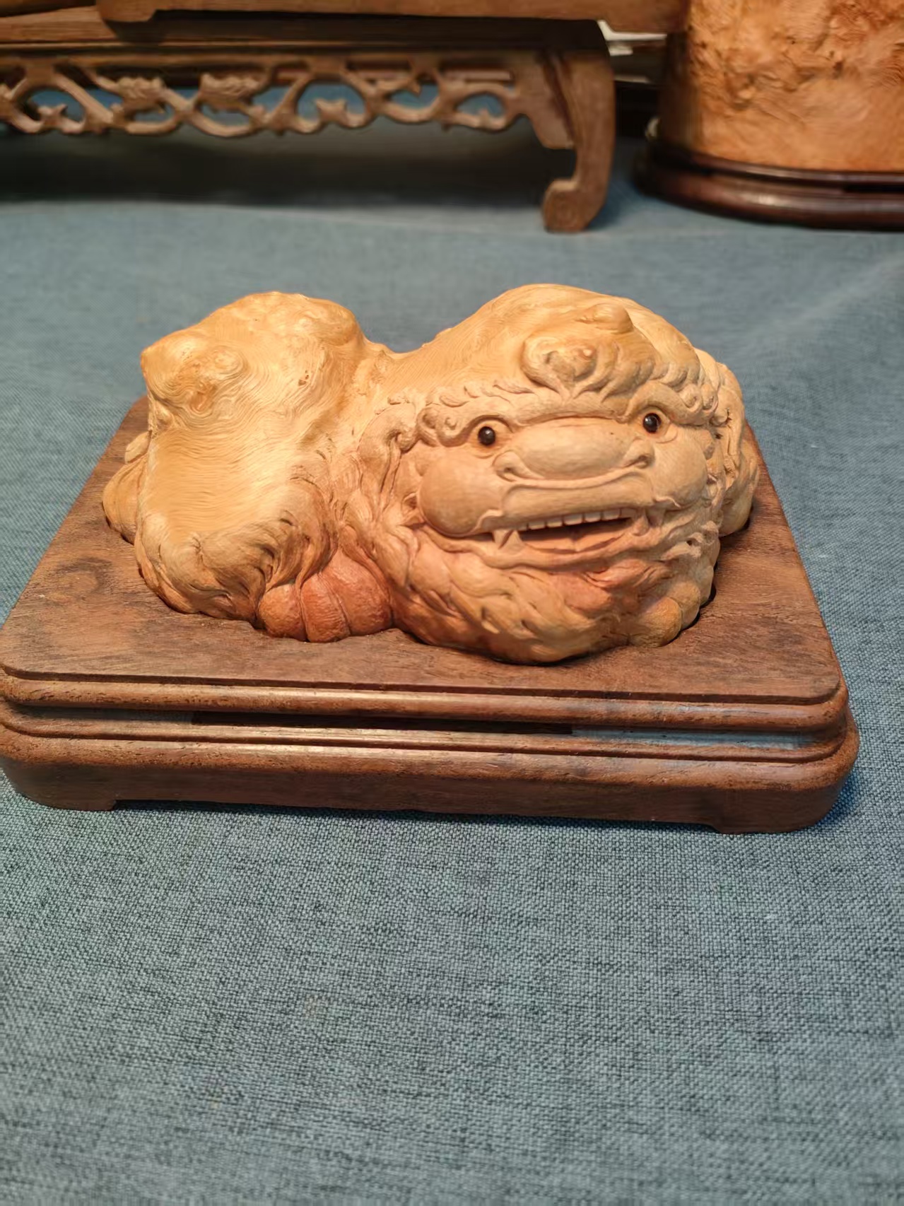 荔枝木香炉狮子纯手工雕刻手工艺木雕香薰炉摆件工艺品