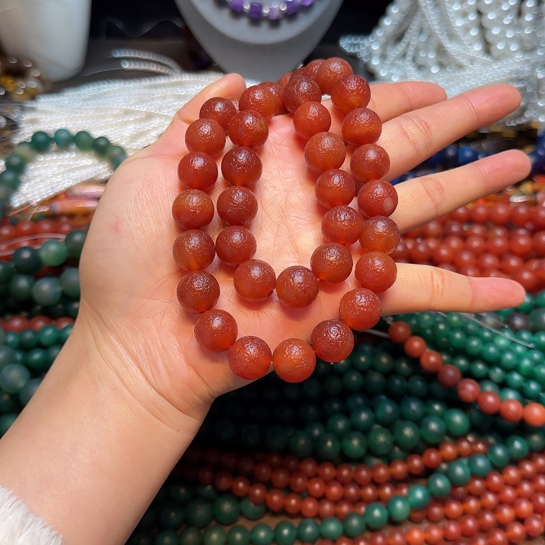 玛瑙/玉髓合金珠宝半成品14mm红橘皮一条