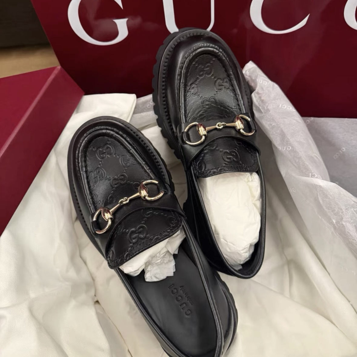 未使用 GUCCI/古驰 2592501黑色浮雕印花乐福