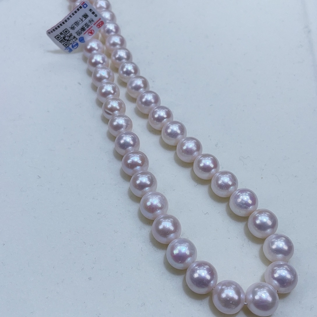 淡水珍珠颈饰银S925镶嵌10/11飒飒亮白透粉正圆微微瑕