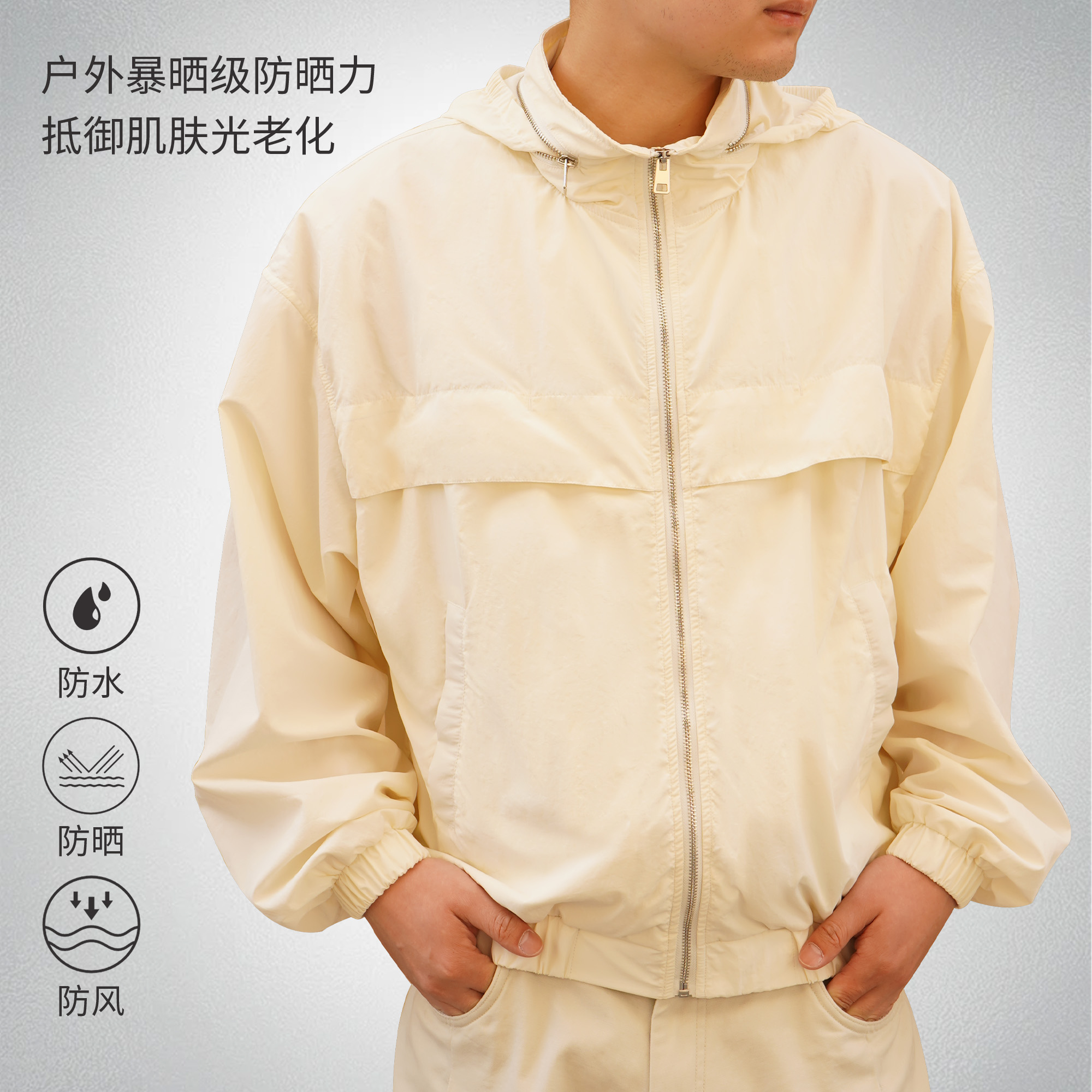 新款青少年休闲防晒衣男女同款风衣夹克 户外立领轻薄夹克外套