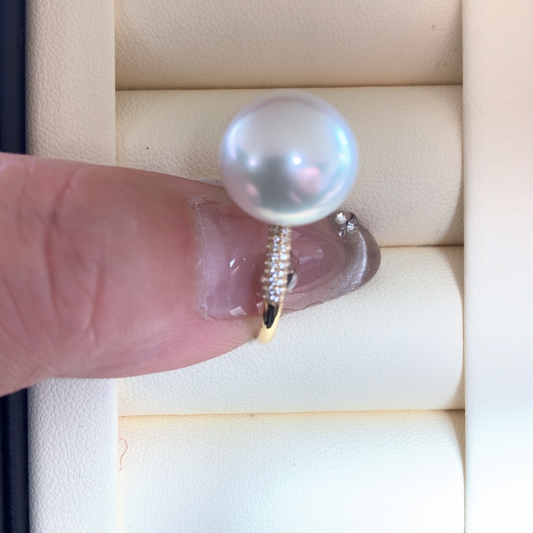 海水珍珠戒指18K金镶嵌