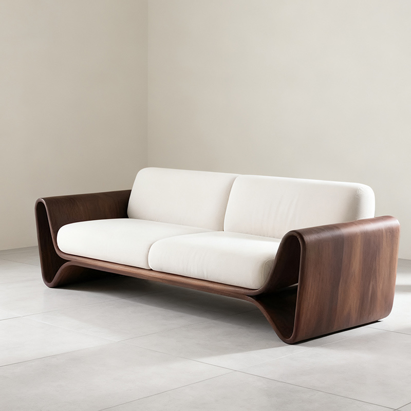 新中式胡桃木三人沙发轻奢实木沙发宋氏美学客厅高端直排布艺沙发