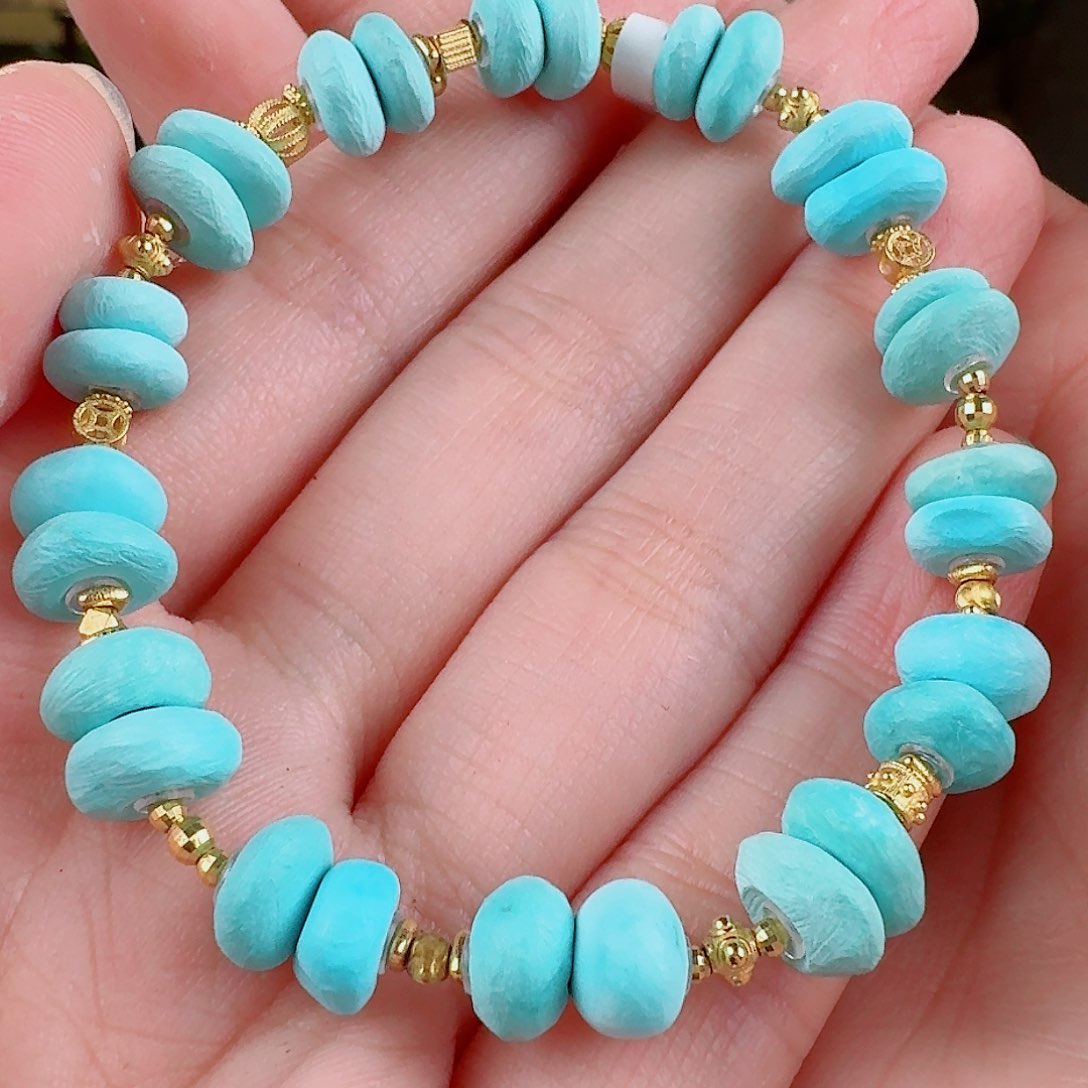 绿松石珠宝奇石18K金镶嵌