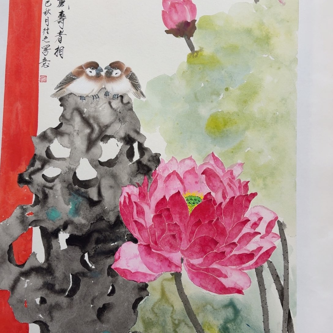 国画纯手绘山水花鸟