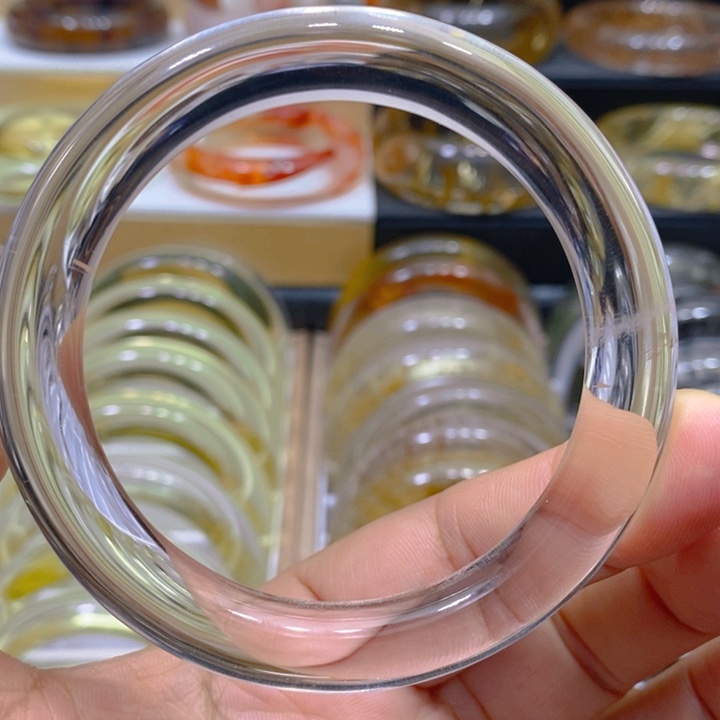 喵***～水晶手镯未镶嵌天然水晶手镯56圈口