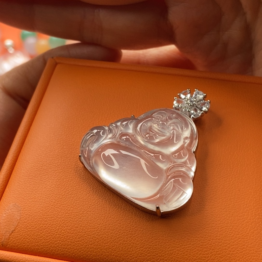 石英质玉颈饰银S925镶嵌摇***脑