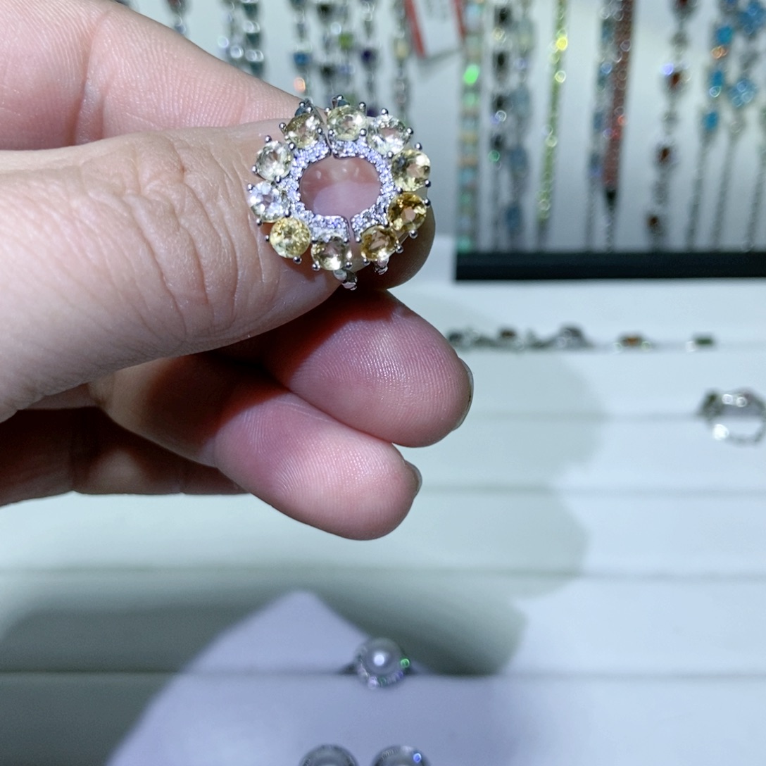 绿水晶戒指银S925镶嵌