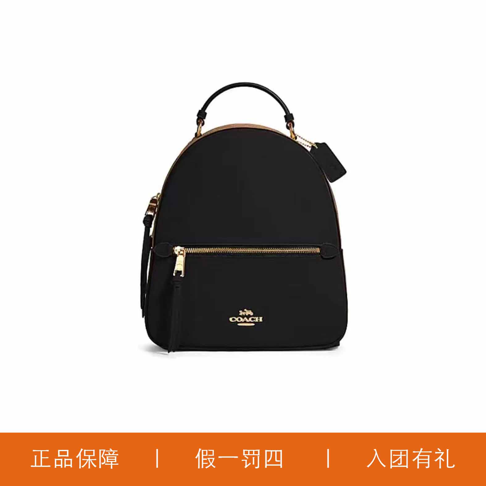 95新 COACH/蔻驰 蔻驰黑色焦糖老花双肩包/C2958/26X31X10