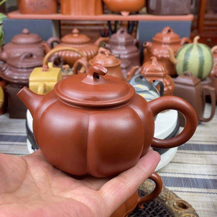 紫砂茶壶南瓜260cc原矿朱泥特价