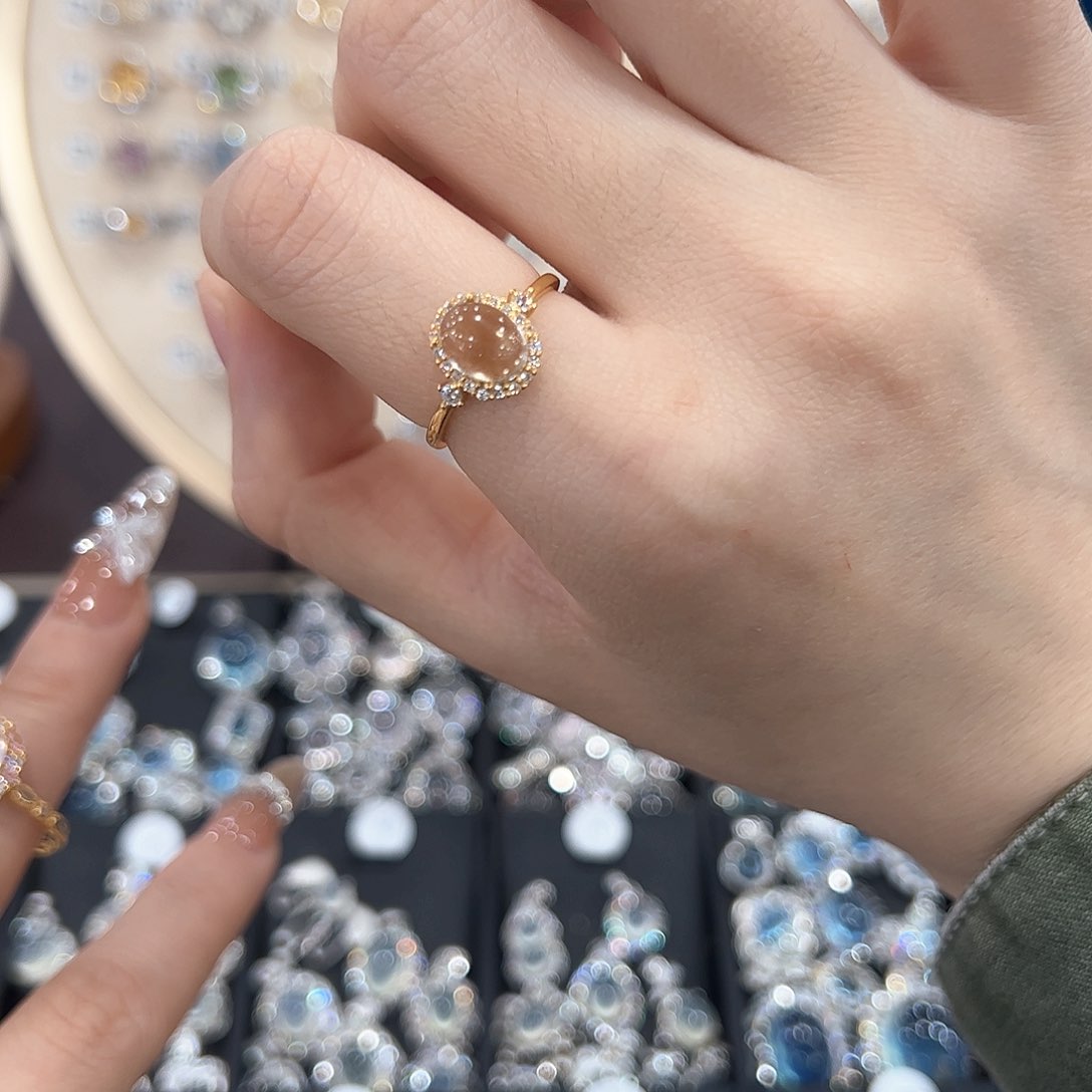 蛇纹石玉银S925镶嵌戒指