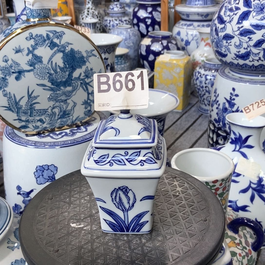 摆件茶叶罐手绘釉下彩