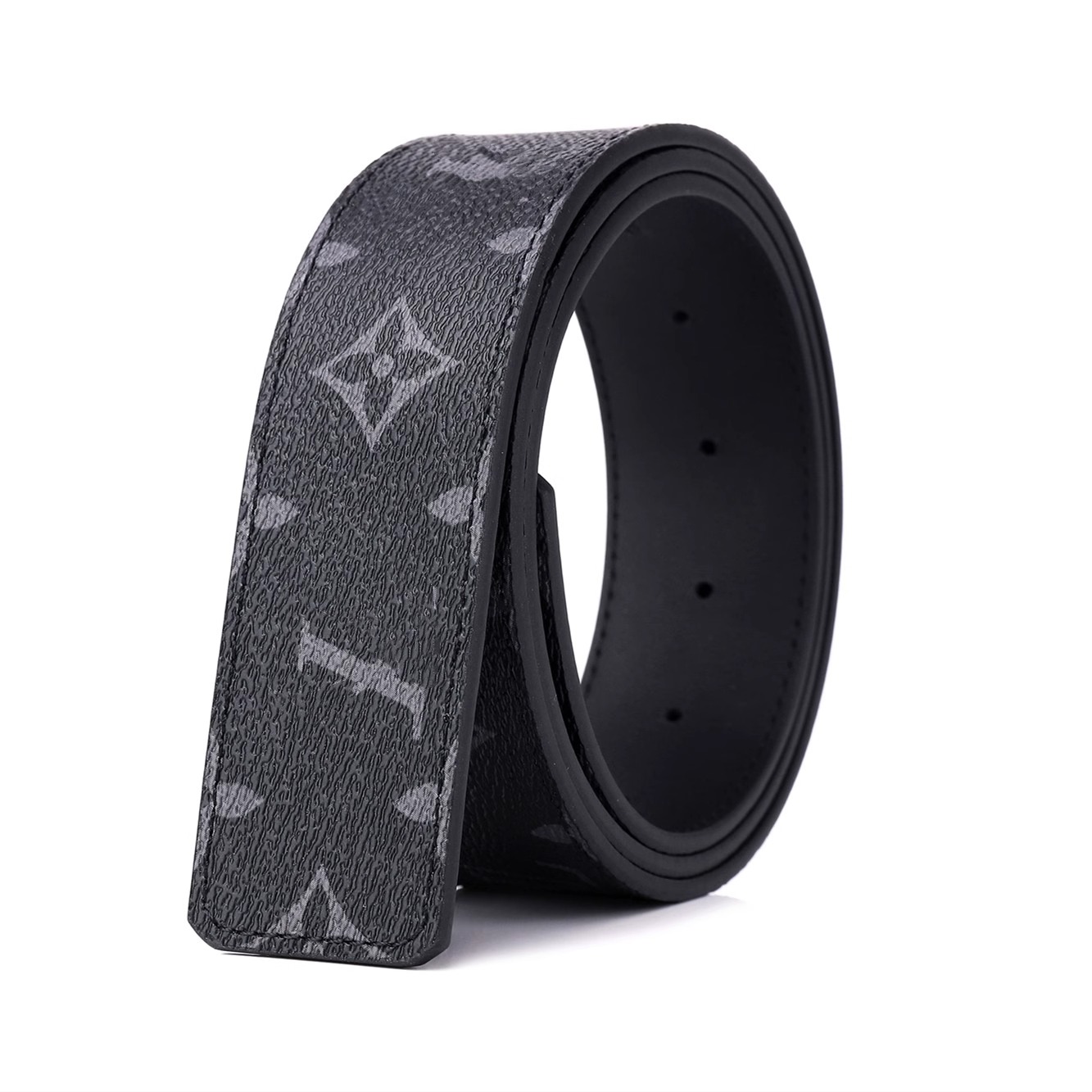 L不带头格子纹皮带男打孔真皮针扣适用V带身无扣头单腰带条3.8cm