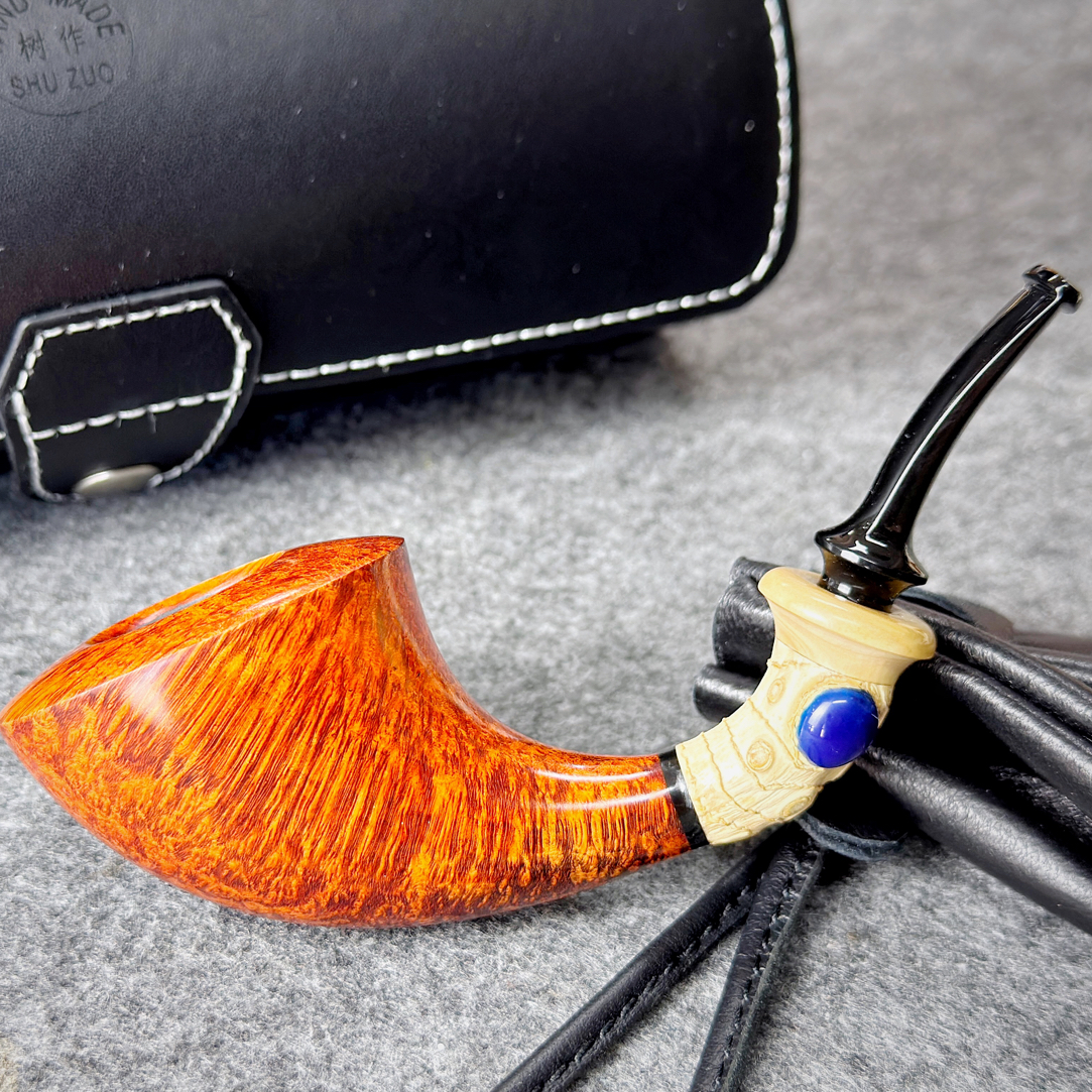 中国树作陈树自由式竹节号角石楠木手工烟斗