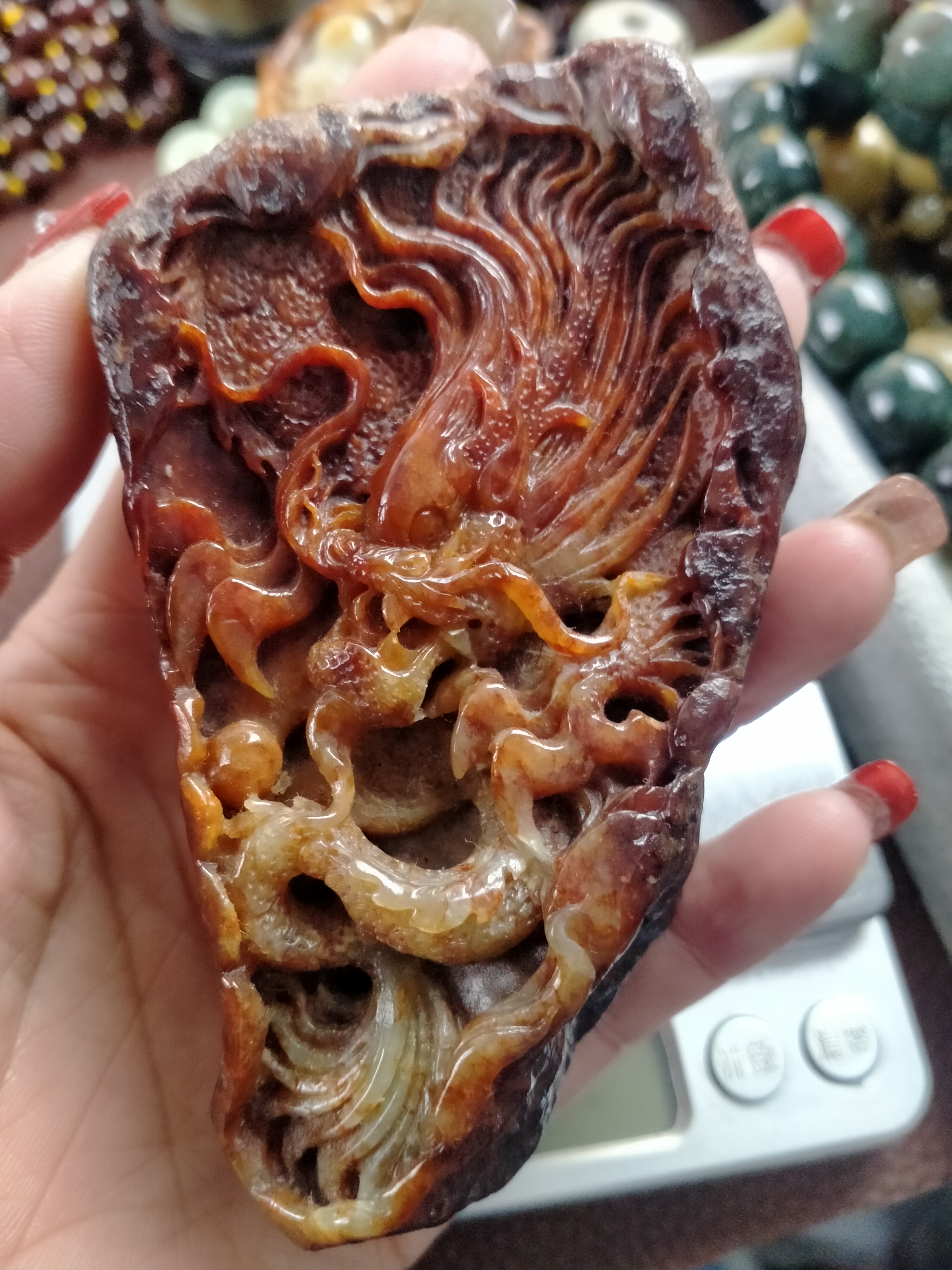透闪石玉河磨玉手把件